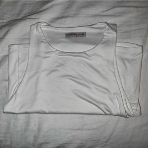 Semi-cropped double lined white tank top